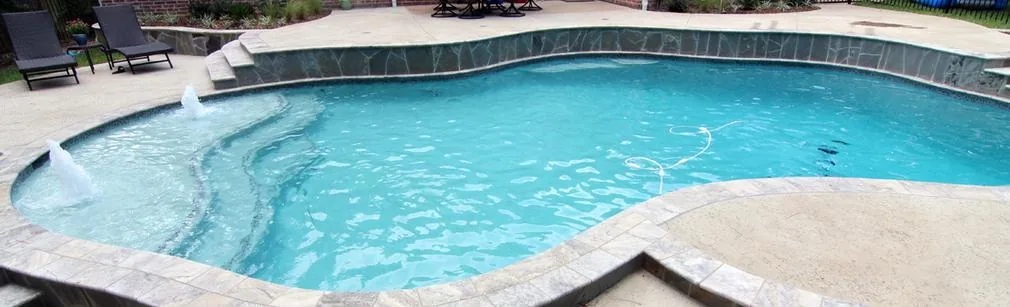 Pool with rock slide